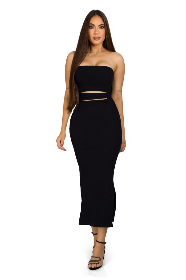 Mistério em Preto Vestido Longo